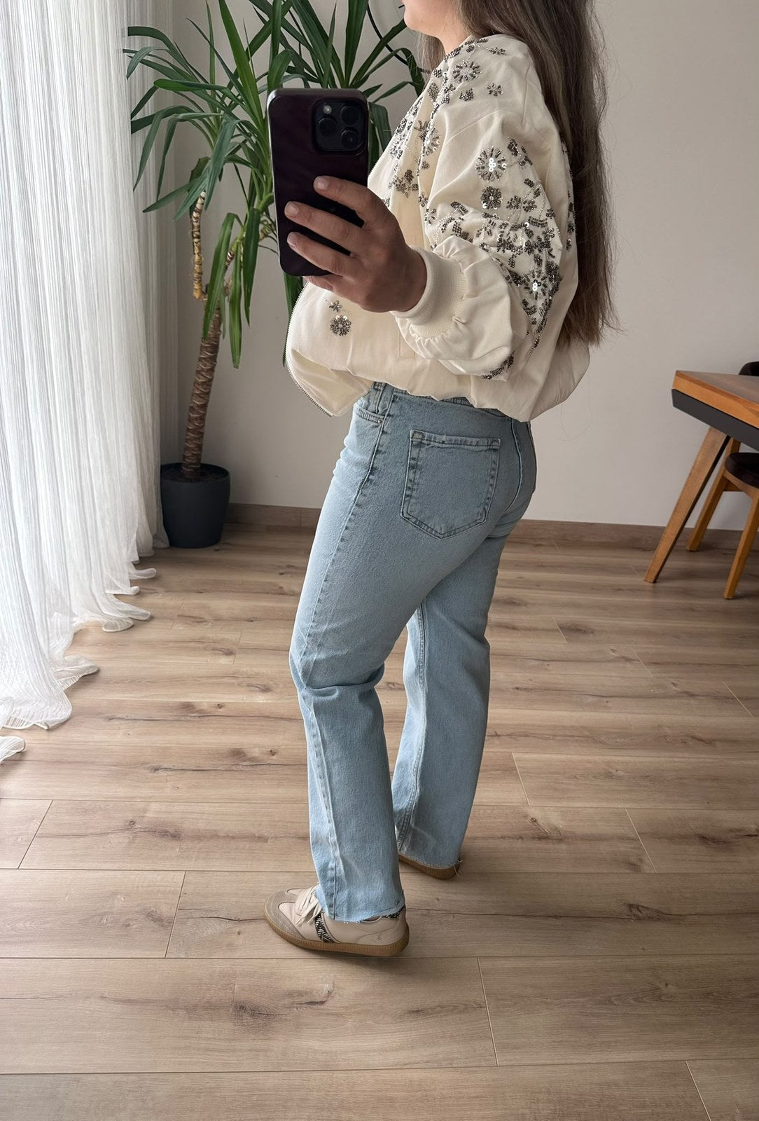 Buz Mavisi Kemerli Straight Jean