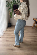 Buz Mavisi Kemerli Straight Jean