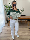 Beyaz Kemerli Straight Jean