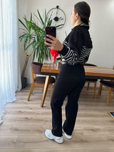 Siyah Kemerli Straight Jean