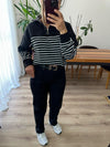 Siyah Kemerli Straight Jean