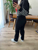 Siyah Kemerli Straight Jean